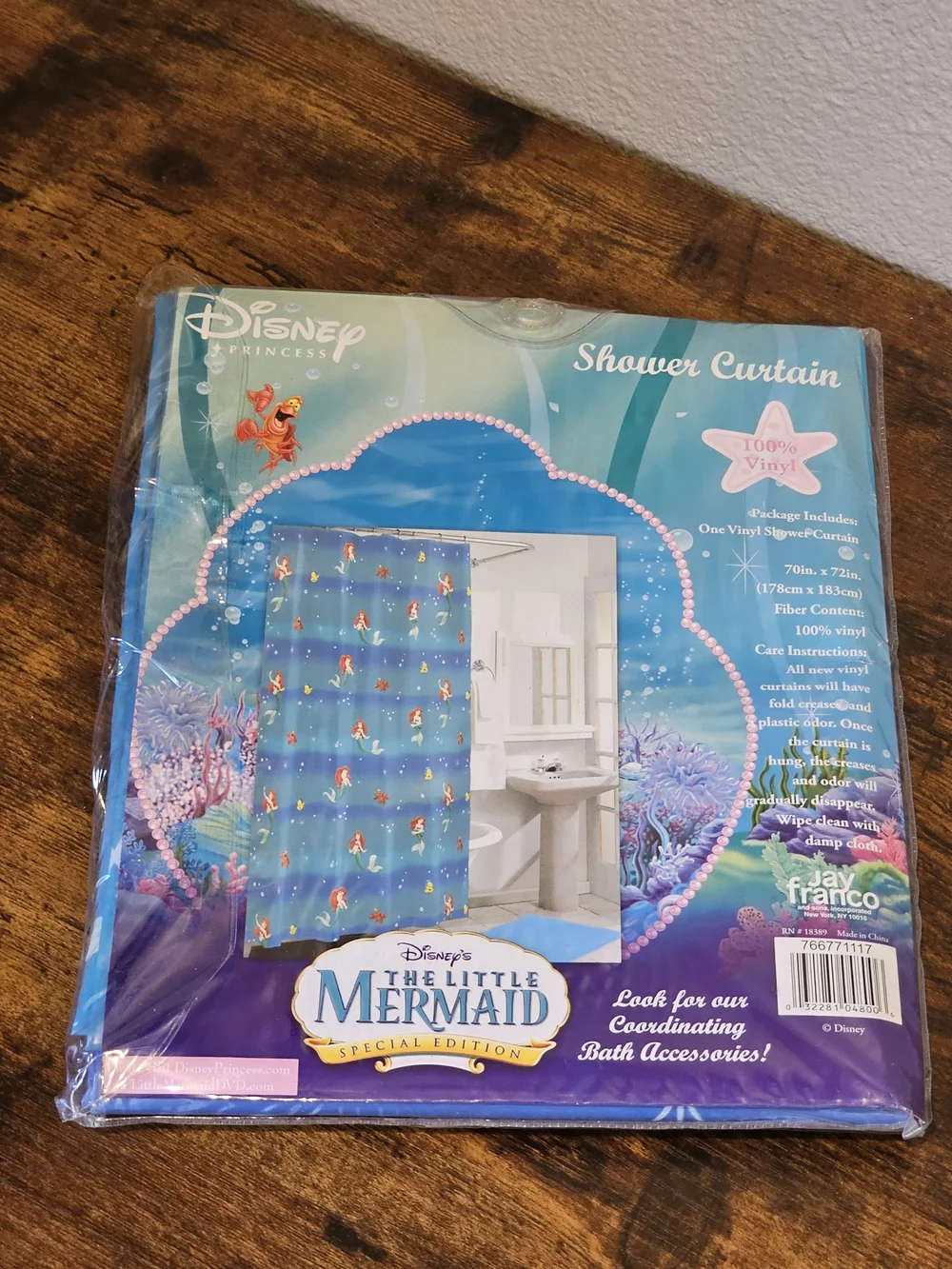 NWT Vintage Disney The Little Mermaid Vinyl Shower Curtain
